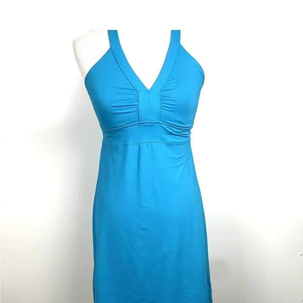 Women’s Athleta Sunfish Polyester & Spandex V Neck Tank Style Swim Dress Size M